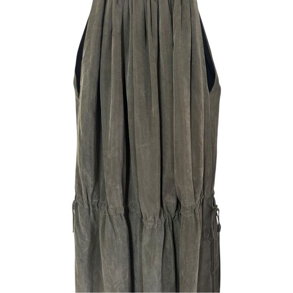 Objects Without Meaning Hi-Neck Halter Dress Gathered Green Lagenlook sz Medium - Picture 4 of 16